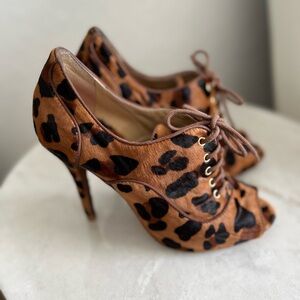 Leopard Print Lace-Up Heels